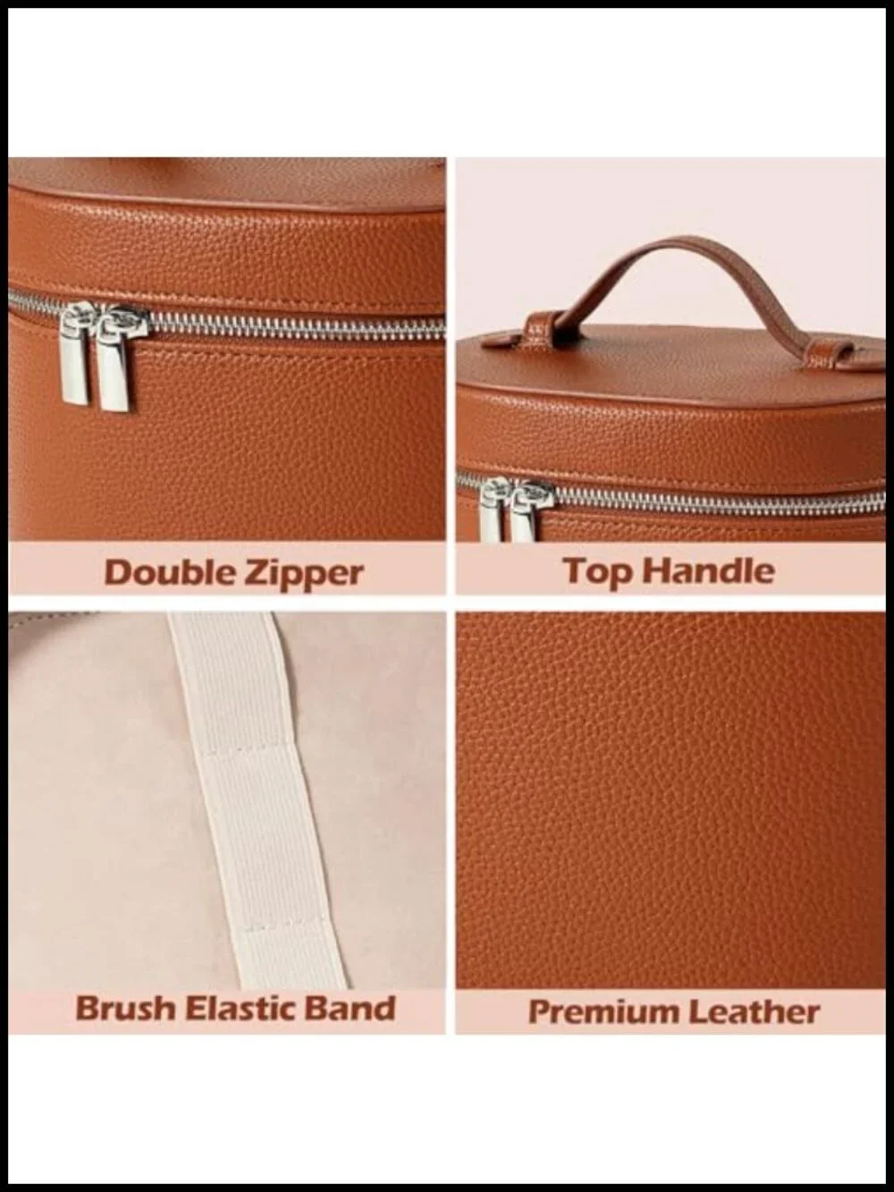 Large Capacity Faux Leather Cosmetic Bag with Removable Washable Compartment